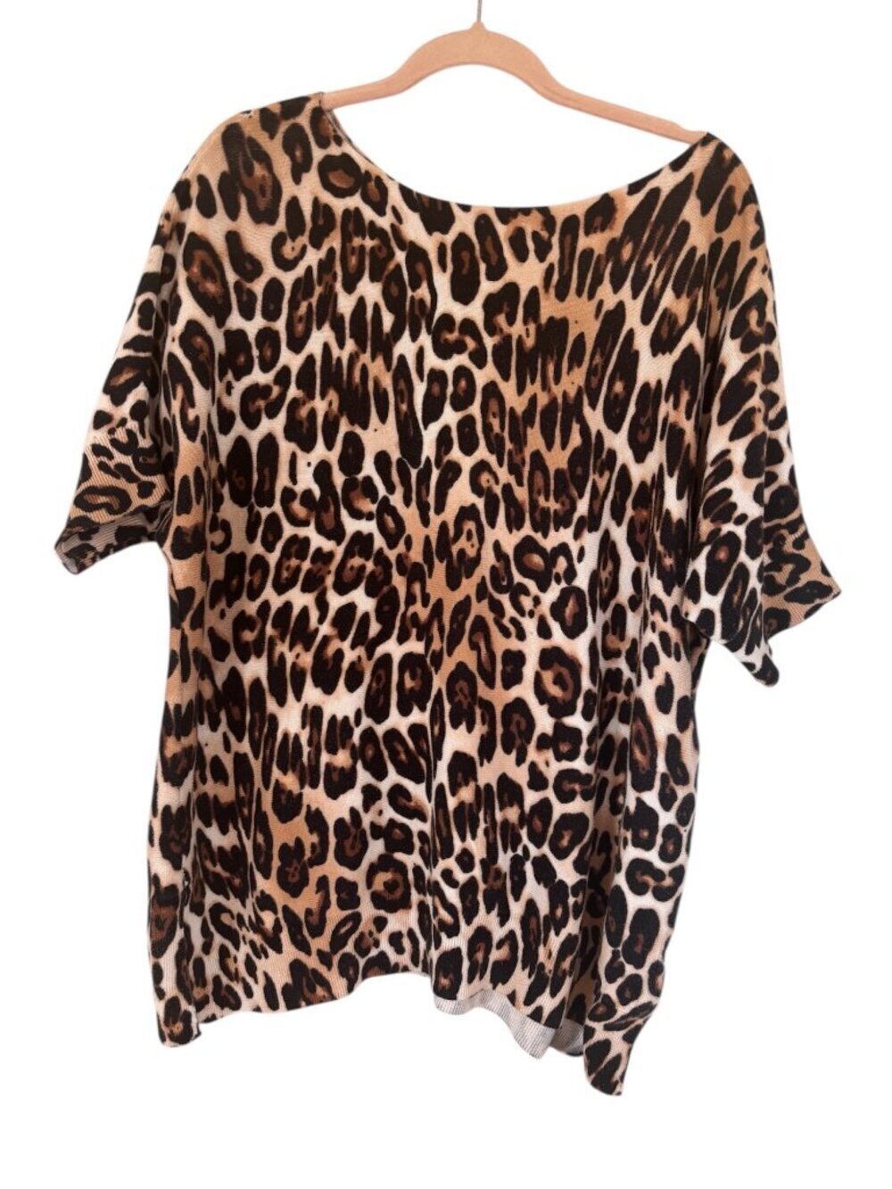 Chicos Leopard Print Sweater Short Sleeve Lightweight Size 3 / US 16 or XL